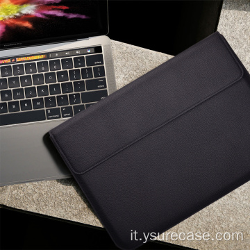 Custodia folio per computer portatile in pelle impermeabile per MacBook